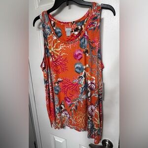 Sleeveless Chico’s Size 3 coral reef polished tank